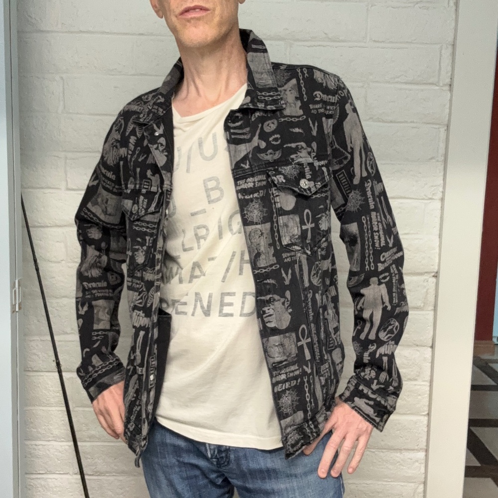 Universal Monsters black jean jacket Size MEDIUM